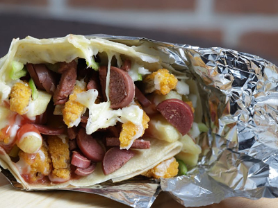 Hot Dog With Crunchy Chicken Crepe