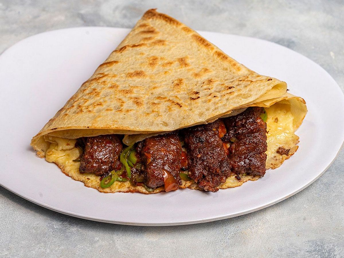 Kofta crepe on charcoal