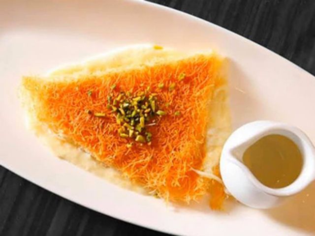 Charcoal Rough Nabulsi Konafa with Cheese and Syrup