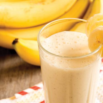 Banana with milk and honey cocktail