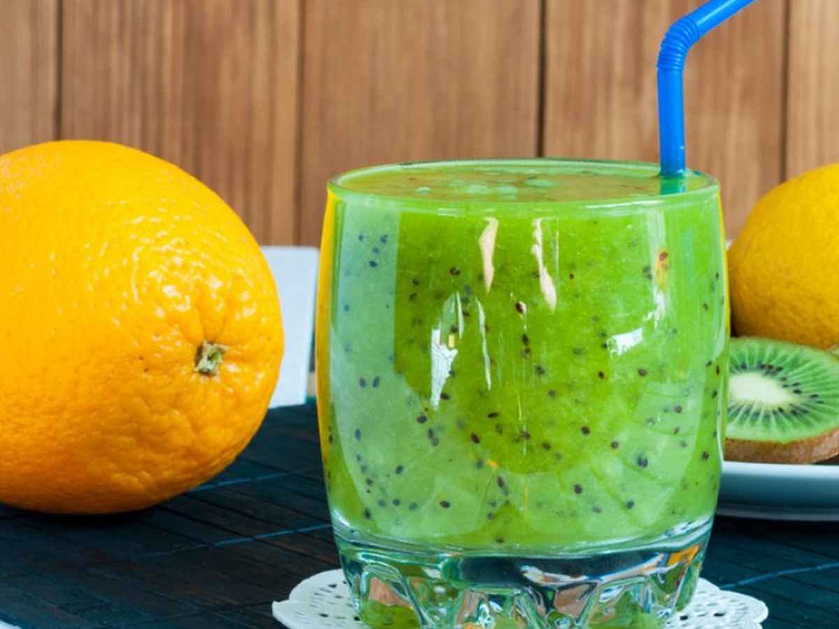 Fresh kiwi orange cocktail juice