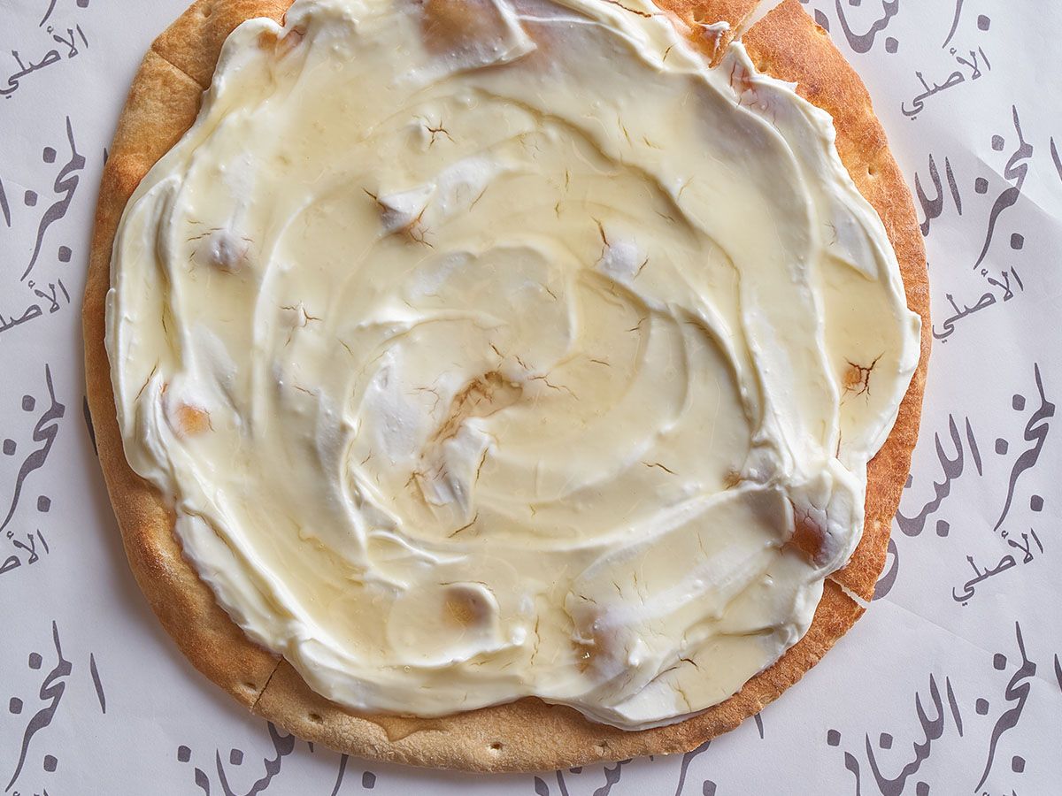 Labneh with honey manoushe