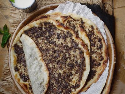Meat On Dough With Pomegranate Molasses