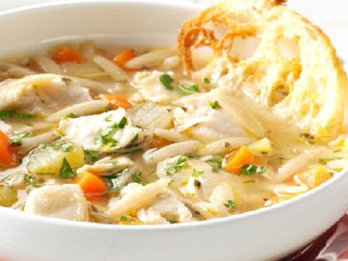 Orzo with chicken soup