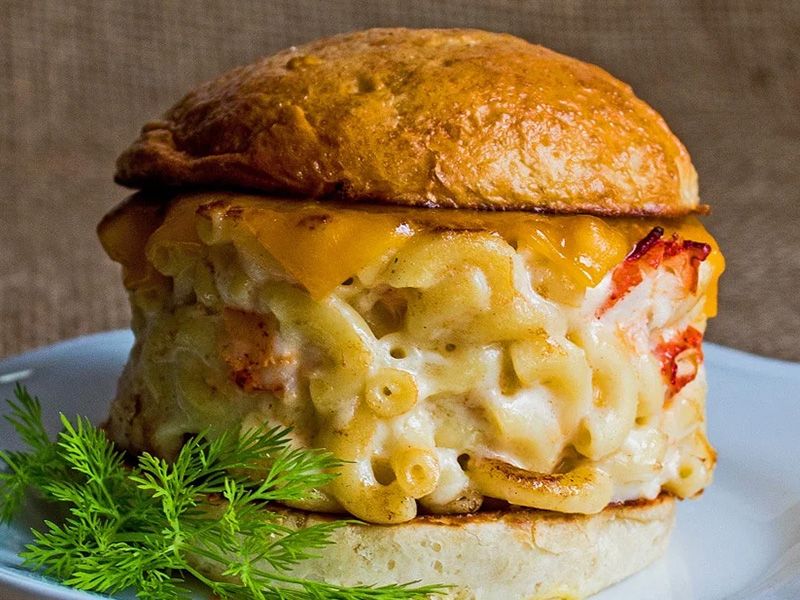 Mac and Cheese Beef Burger Sandwich