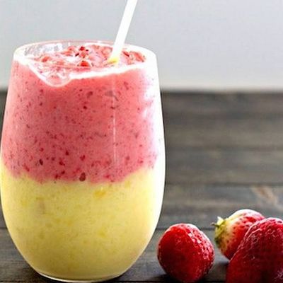 Mango with strawberry juice