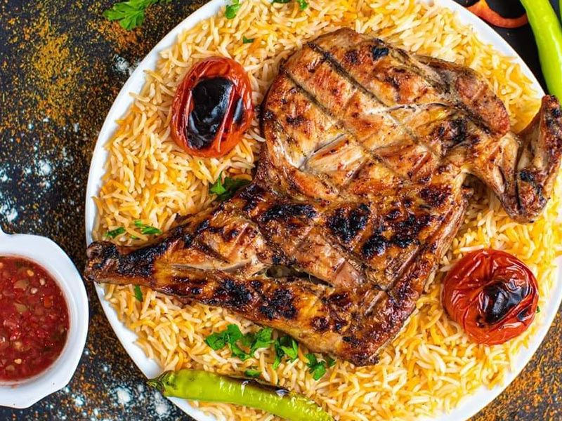 Half Grilled Chicken With Biryani