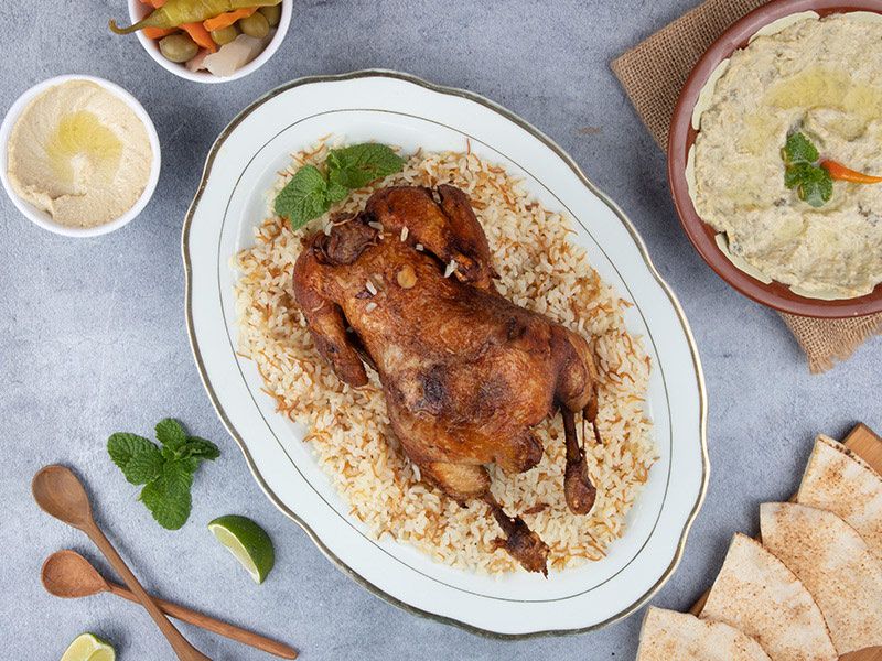 Whole Grilled Chicken With Rice