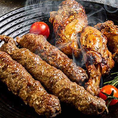 Mixed grilled meats, kebab and kofta on charcoal