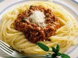 Spaghetti pasta with bolognese