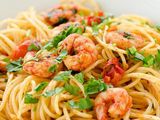Spaghetti pasta with shrimp
