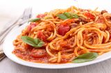 Spaghetti Pasta With Vegetables And Sauce
