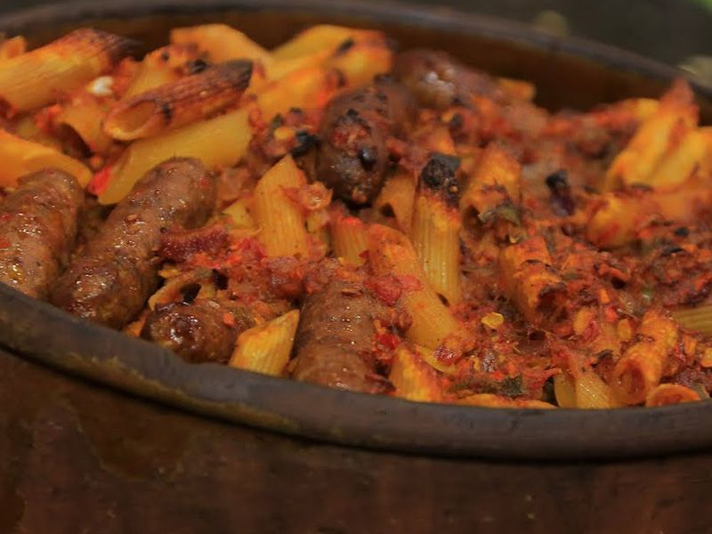 Grill Pasta With Oriental Sausage