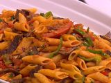 Pasta with sauce and liver