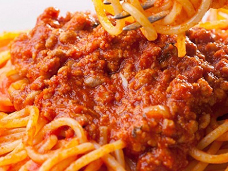 Pasta with sauce and minced meat