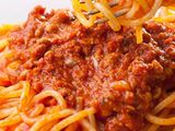 Pasta with sauce and minced meat