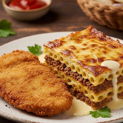 Pasta Bechamel with Fried Pane