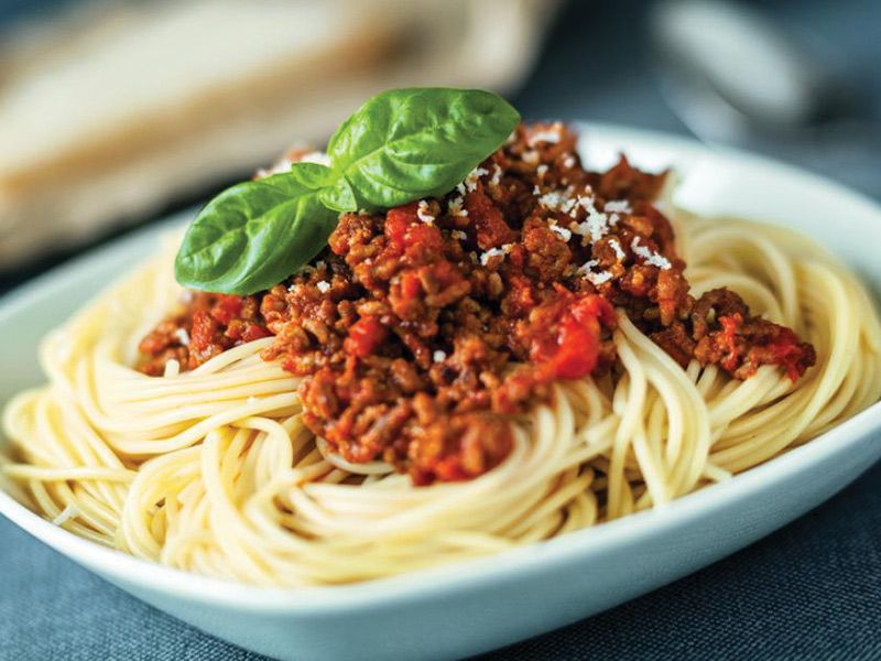 Bolognese pasta with meat