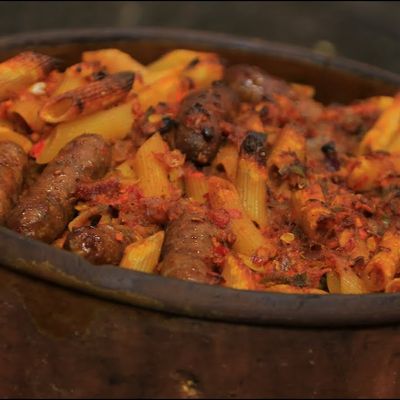 Plain Oven Baked Pasta With Oriental Sausage And Pastrami