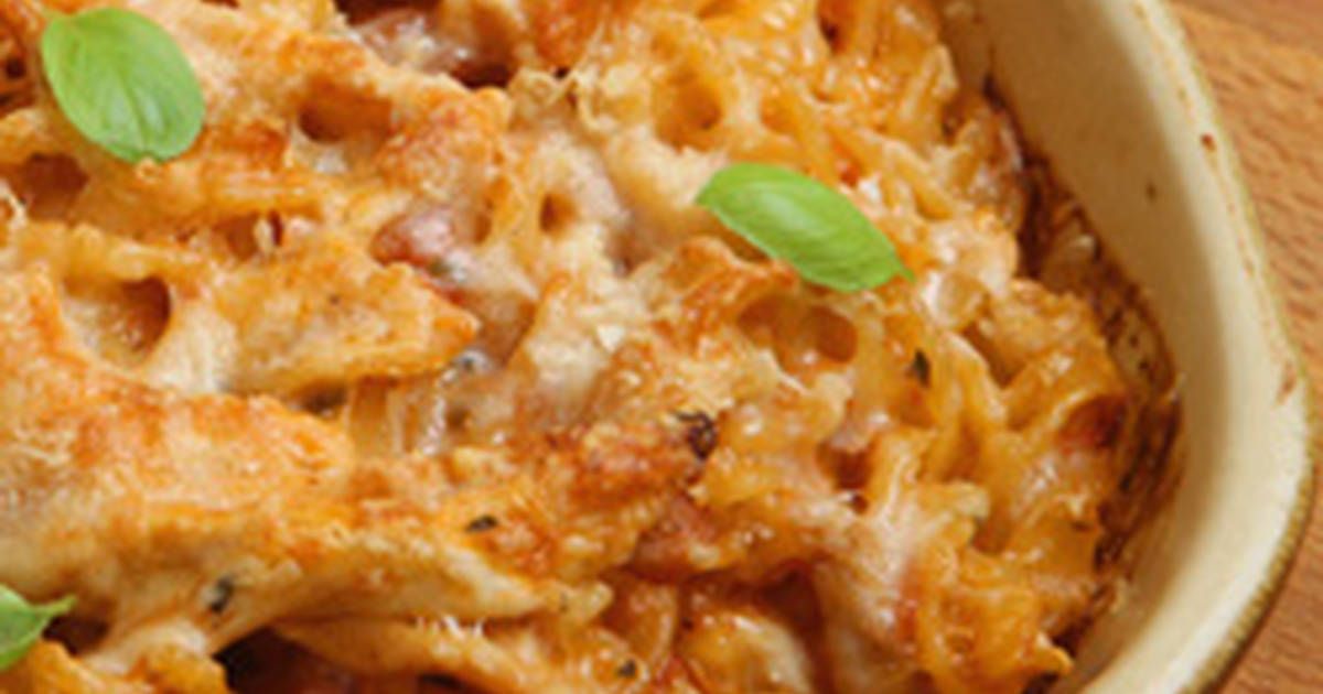 Oven Baked Pasta With Bechamel And Minced Meat And Mozzarella Cheese