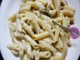 White Sauce Pasta With Chicken Pieces And Mushroom
