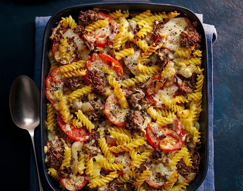 Beef Burger Pasta Casserole