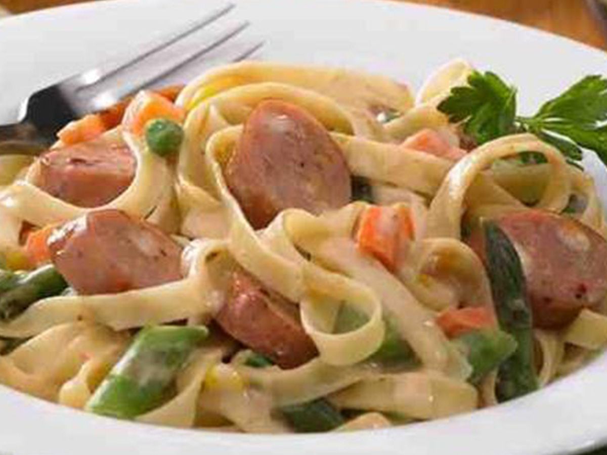 White Sauce Penne Pasta With Hot Dog