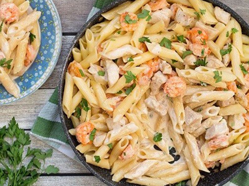 Shrimp With Cream Penne Pasta
