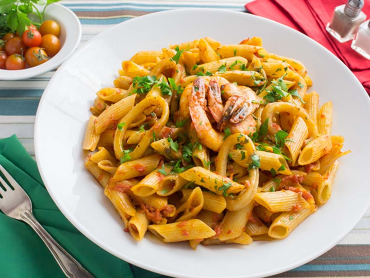 red seafood pasta