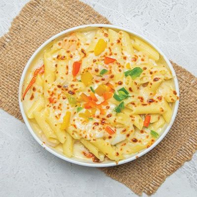 Viagra pasta with white sauce and mozzarella cheese