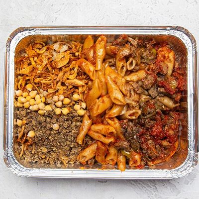Mix pasta casserole meat and liver