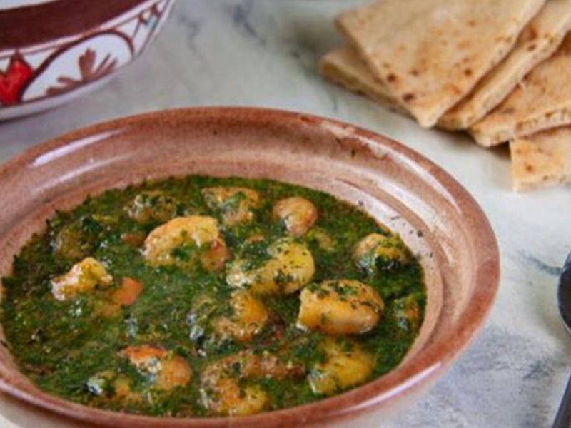 shrimp with molokhia soup