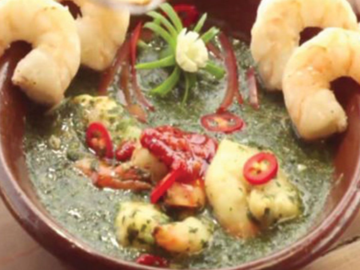 Molokhia with shrimp soup