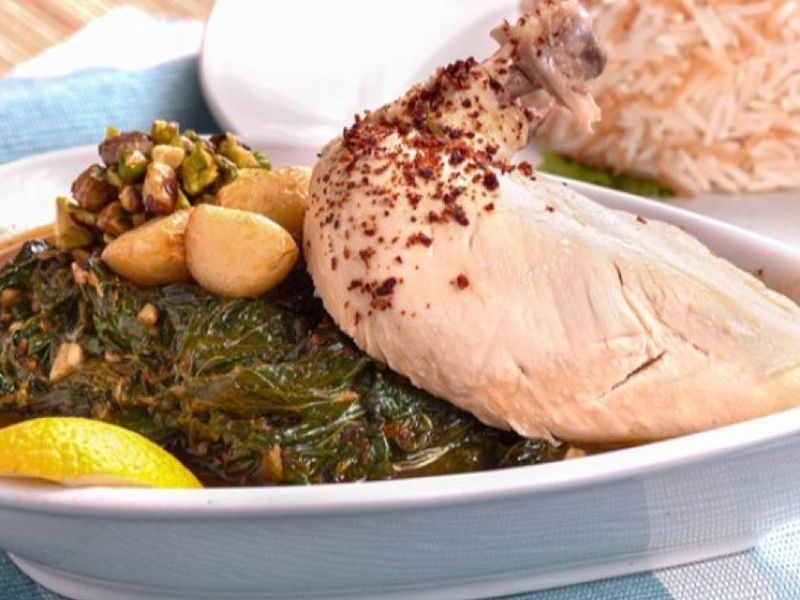 Molokhia With Half Chicken Platter