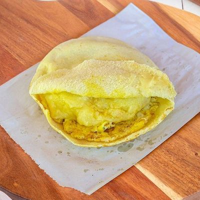 Mashed Potatoes on Omelette
