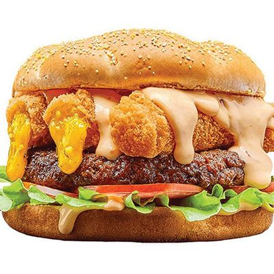 Burger with mozzarella sticks