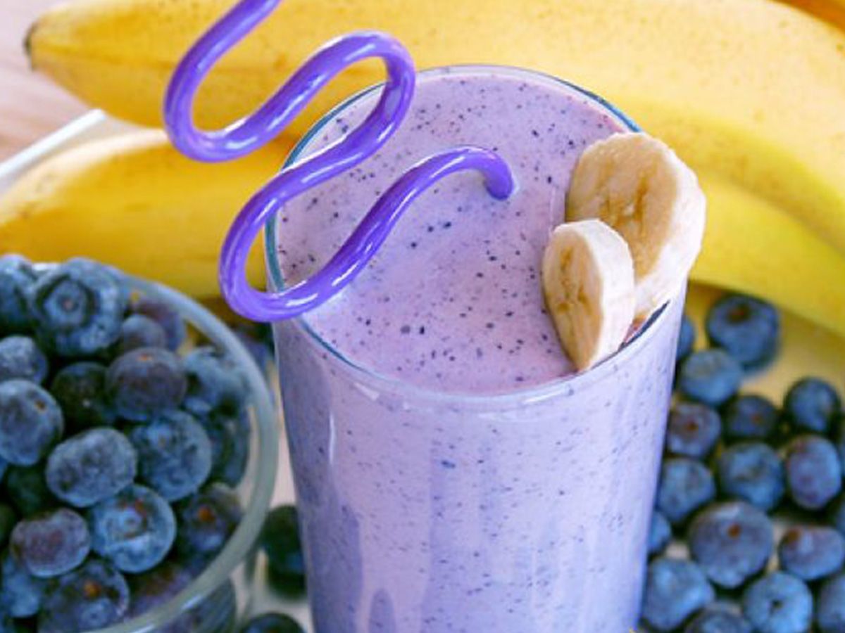 Fresh banana berries cocktail juice
