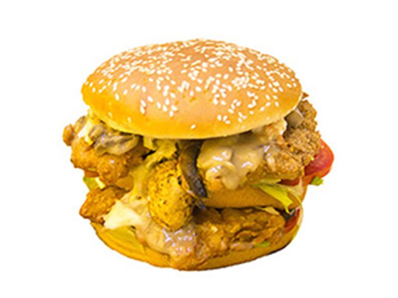 Mega Fried Chicken With Mushroom Sandwich