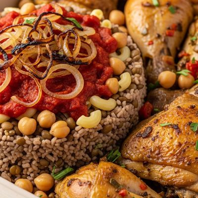 Mix Koshary with Chicken Casserole