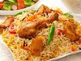 Half grilled chicken with biryani rice