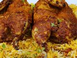 Half grilled chicken with kabsa rice