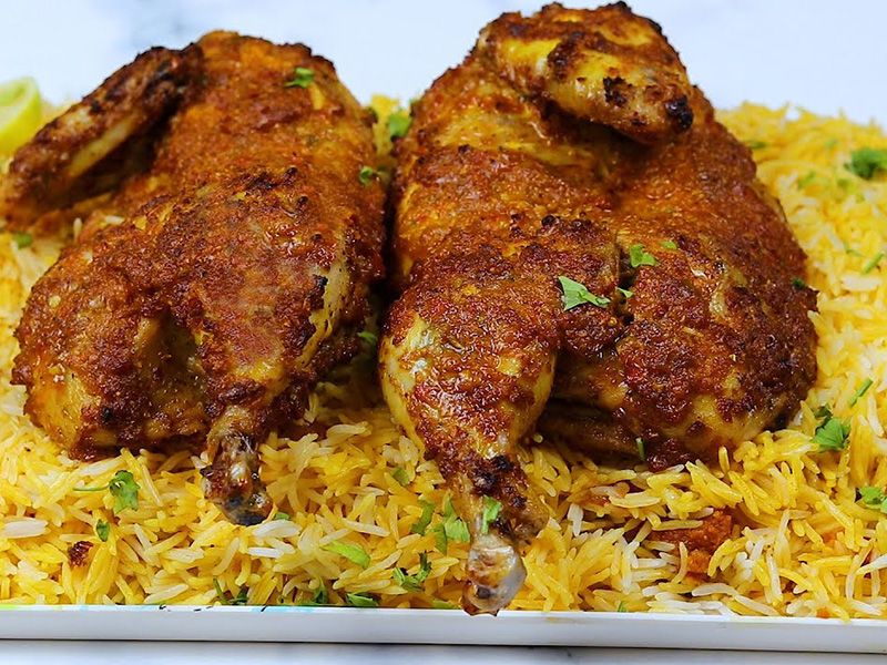 Half grilled chicken with kabsa rice