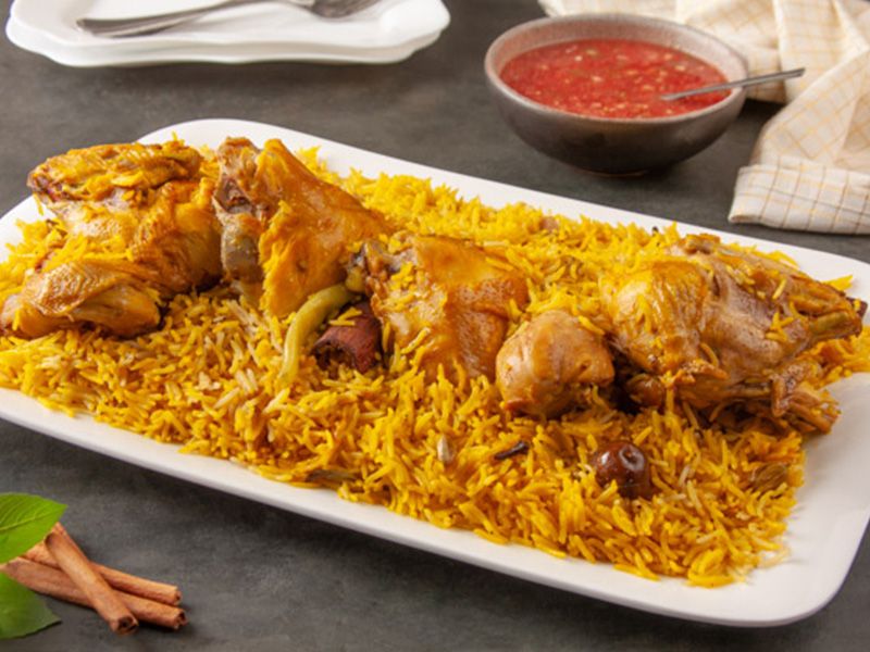 Half chicken mandi with basmati rice
