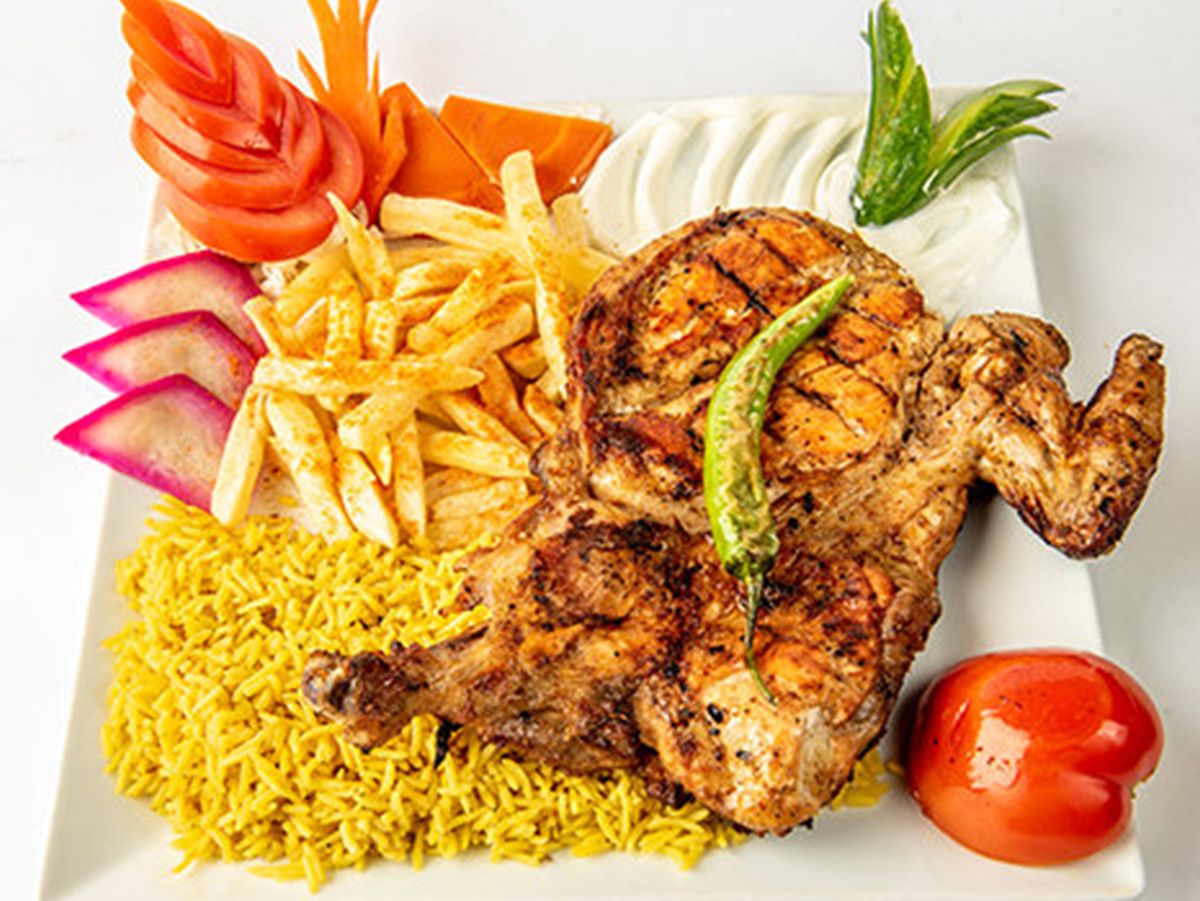 Half grilled chicken