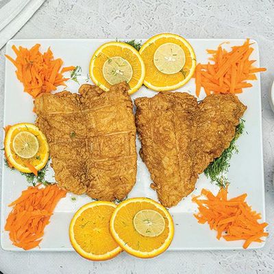 Half fried fish fillet