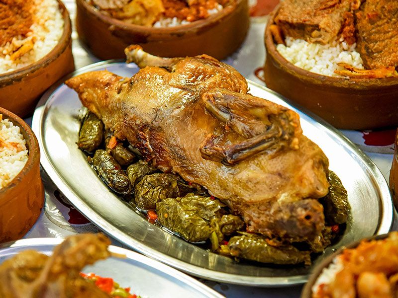 Half Duck With Vine Leaves