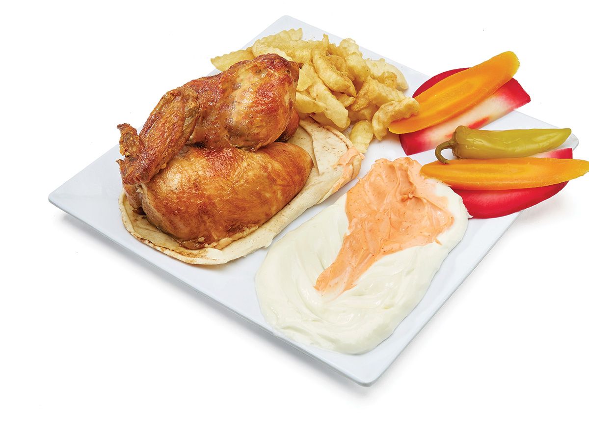 Half grilled chicken with rice