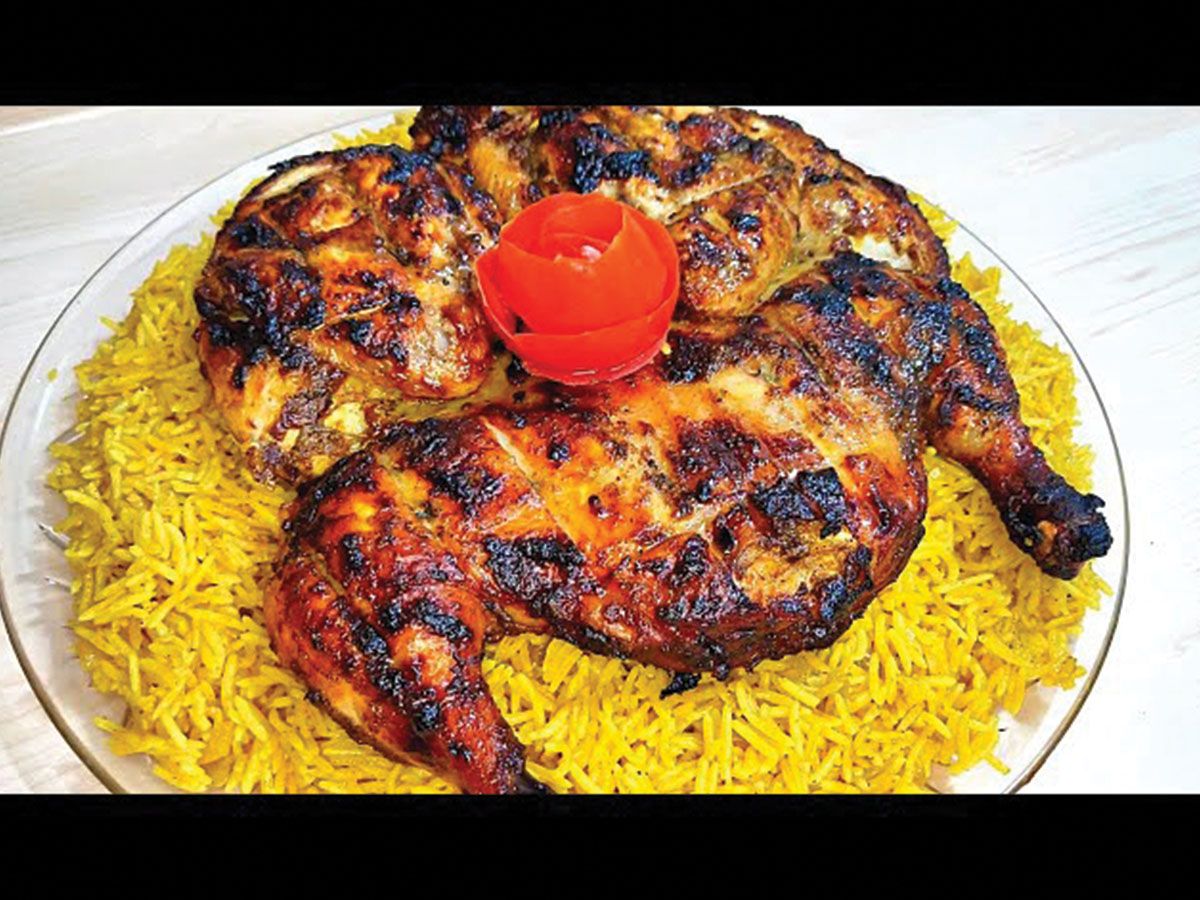 Half grilled chicken with rice