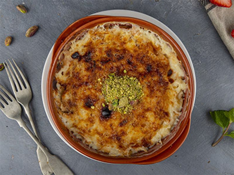 Umm Ali with Nutella and Pistachio