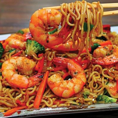 Sweet spicy shrimp noodles